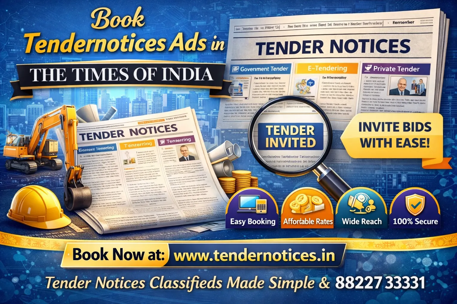 Book Tendernotices Ads in The Times of India Newspaper Online